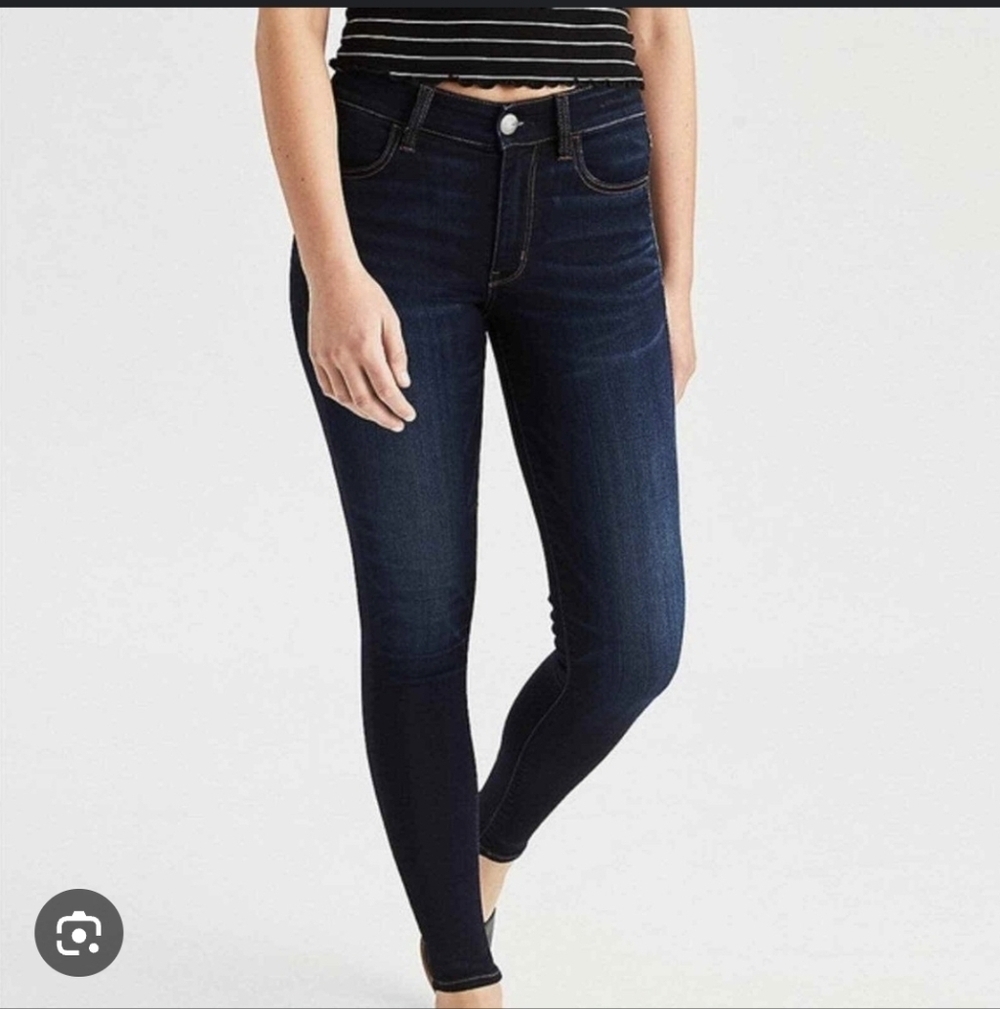 American Eagle Outfitters Blue Next Level Stretch Skinny Leg Jeans..size:8 Shor